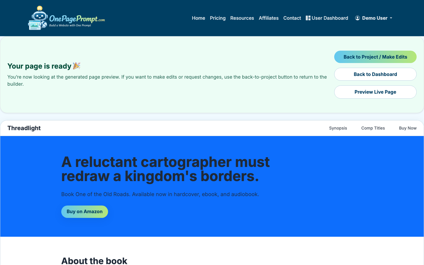 Preview the landing page before sharing it with visitors.